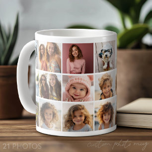 Taza De Café Cuadrícula de collage de 21 fotos - moderno, minim