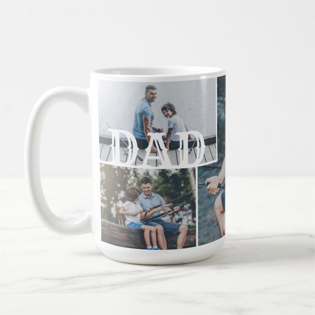 Taza De Café Cuadrícula de Collage de fotos para papá Personali (Izquierda)