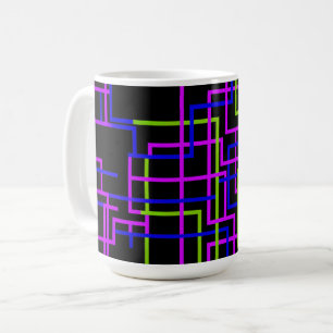 Taza De Café Cuadrícula de neón vibrante