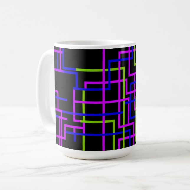 Taza De Café Cuadrícula de neón vibrante (Anverso izquierdo)