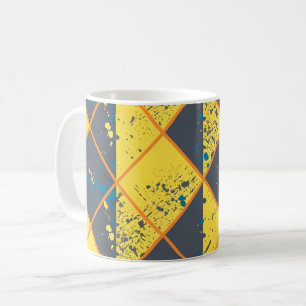 Taza De Café Cuadrícula de Rhombus con bandeja de pintura color