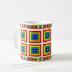 Taza De Café Cuadrícula Geométrica Arcoíris
