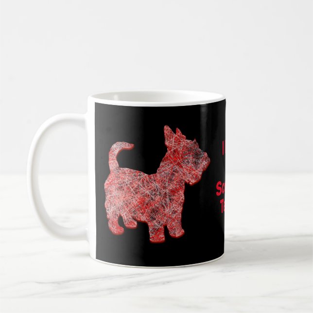 Taza De Café Cuadrícula roja de la silueta de perro del territo (Izquierda)