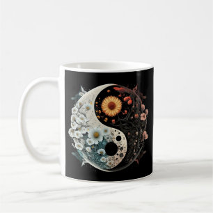 Taza De Café Cuadrillo floral primavera Ying Yang Madre Tierra