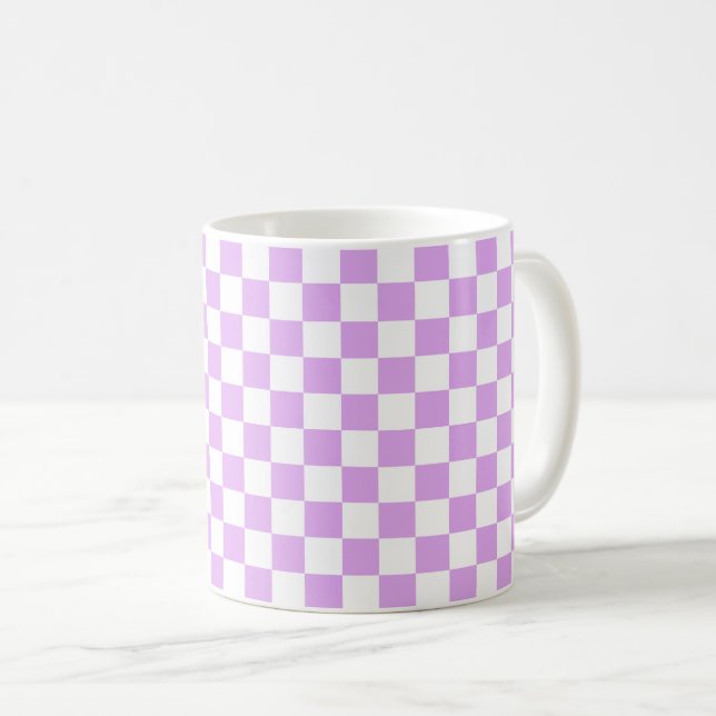 Taza De Café Cuadro clásico de lavanda claro (Anverso derecho)