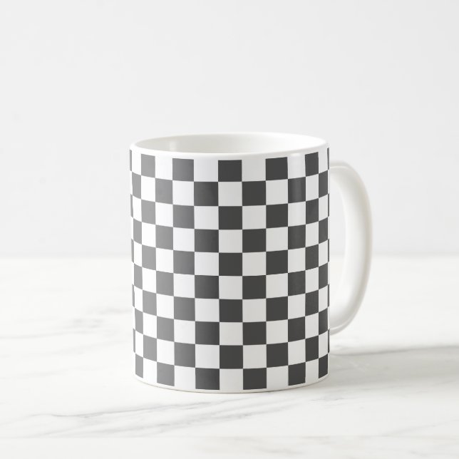 Taza De Café Cuadro clásico gris oscuro (Anverso derecho)