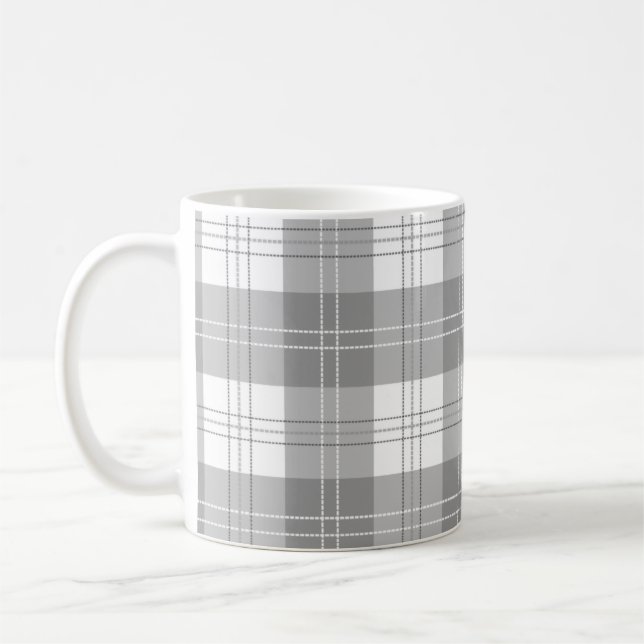 Taza De Café Cuadro de Búfalo Negro y Blanco (Izquierda)