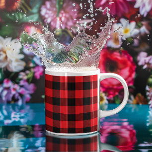 Taza De Café Cuadro de búfalo rojo y negro