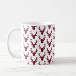 Taza De Café Cuadro de Ciervo Rojo Oscuro Burdeos