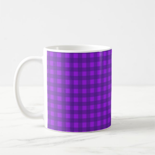 Taza De Café Cuadro de gingham púrpura (Izquierda)