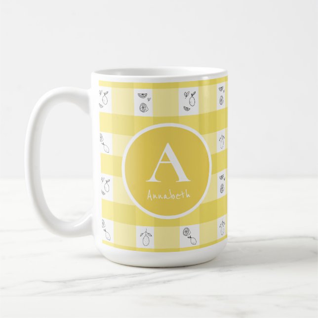 Taza De Café Cuadro de Monograma de Limón (Izquierda)