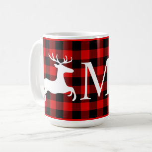 Taza De Café Cuadro de Plaid Lumberjack Búfalo Rojo Negro Perso