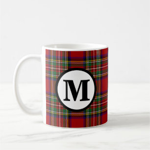Taza De Café Cuadro de Tartán Royal Stewart Monograma del Clan