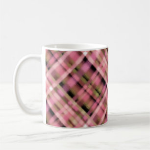 Taza De Café Cuadro escocés a cuadros sin fisuras rosa negro bl