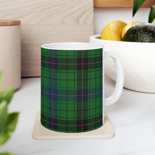 Taza De Café Cuadro Escocés Clan Davidson Tartán Verde Negro