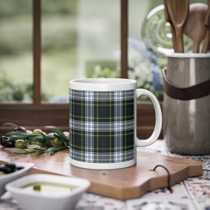 Taza De Café Cuadro escocés Clan Gordon Verde Blanco Check