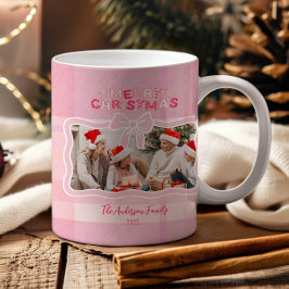 Taza De Café Cuadro escocés rosa retro caprichoso navideño