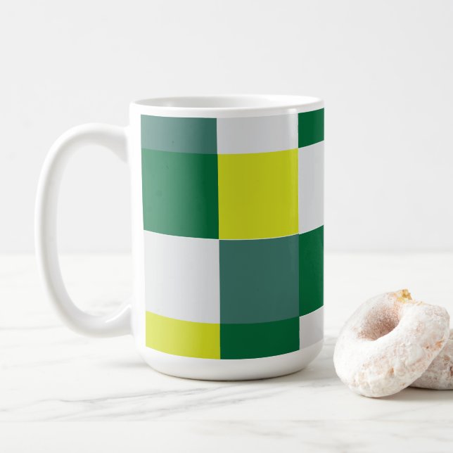 Taza De Café Cuadro Escocés Verde (Con donut)