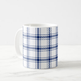 Taza De Café Cuadro náutico azul y blanco