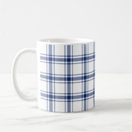 Taza De Café Cuadro náutico azul y blanco