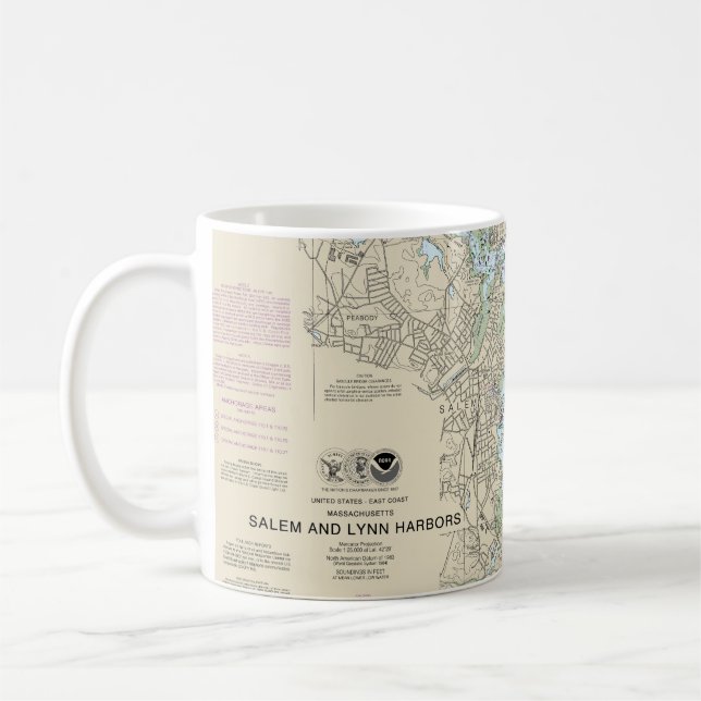 Taza De Café Cuadro Náutico de Salem y Lynn Harbors 13275 (Izquierda)