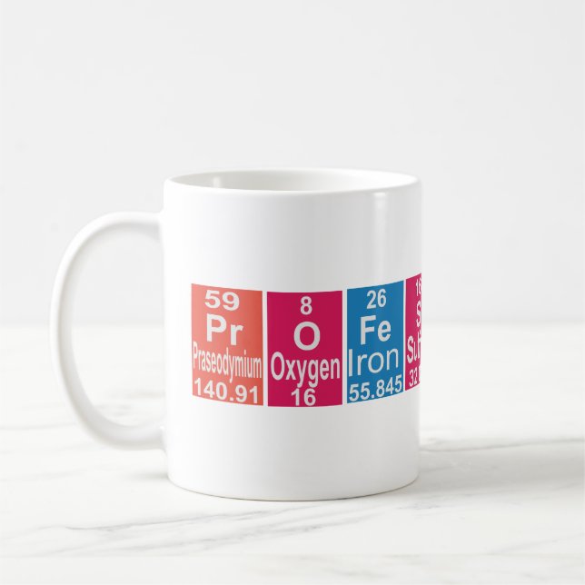 TAZA DE CAFÉ CUADRO PERIÓDICO PROFESIONAL DE QUÍMICA. (Izquierda)