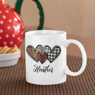 Taza De Café Cuadros de leopardo corazones Día de San Valentín 
