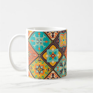 Taza De Café Cuadros de mosaico de mosaicos de colores sin foco