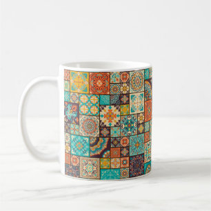 Taza De Café Cuadros de mosaico de mosaicos de colores sin foco