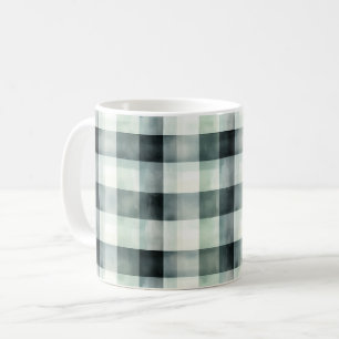 Taza De Café Cuadros de rayas blancas negras menta