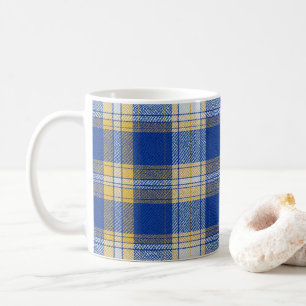 Taza De Café Cuadros Escoceses Azules y Amarillos 