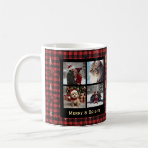 Taza De Café Cuadros escoceses rojos y negros Navideños Chic Rú