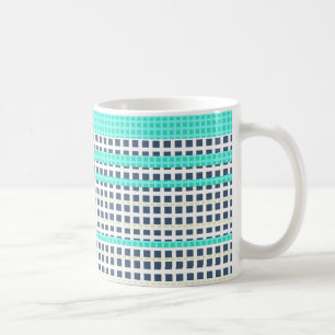 Taza De Café Cuadros gris turquesa