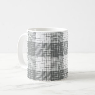 Taza De Café Cuadros Gris y Blanco Cruzados con Cuadrícula