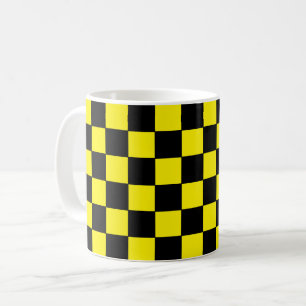 Taza De Café Cuadros negros y amarillos a cuadros