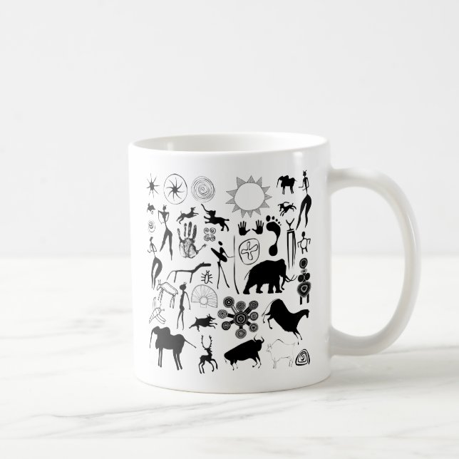 Taza De Café Cuadros rupestres - arte primitivo (Derecha)