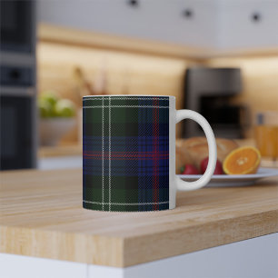 Taza De Café Cuadros verdes y negros de tela escocesa del Clan