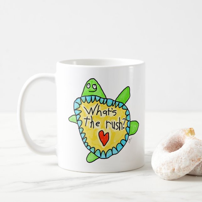 Taza De Café "¿Cuál es la prisa" (Con donut)