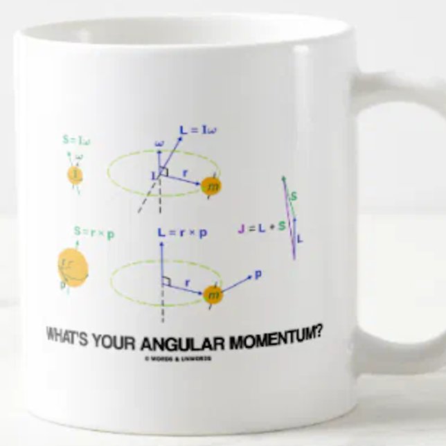 Taza De Café ¿Cuál es tu impulso angular? (Diagramas de física) (No need to be a physicist to enjoy this mug featuring the query "What's Your Angular Momentum?")