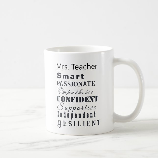 Taza De Café Cualidades de las grandes profesoras personalizada (Derecha)