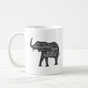 Taza De Café Cualidades de una nube de palabras de elefante
