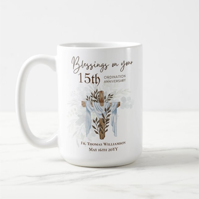 Taza De Café CUALQUIER ORDENACIÓN ANIVERSARIO Pastor Sacerdote  (Izquierda)
