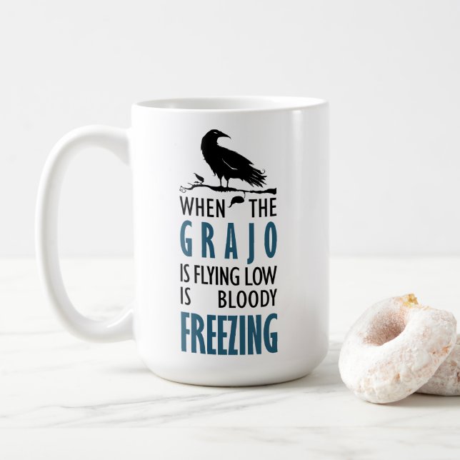 Taza De Café Cuando el grajo vuela bajo bajo (Con donut)