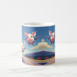 Taza De Café Cuando los cerdos vuelan aviones divertidos