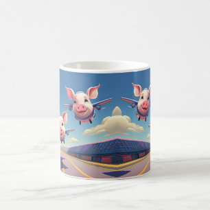 Taza De Café Cuando los cerdos vuelan aviones divertidos