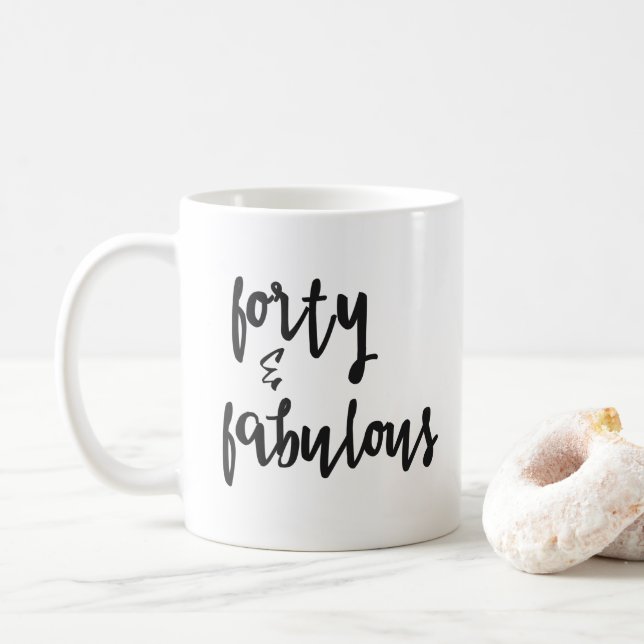 Taza De Café Cuarenta y fabuloso - 40 cumpleaños Mug (Con donut)