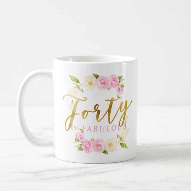 Taza De Café Cuarenta y oro rosado fabuloso florales (Izquierda)
