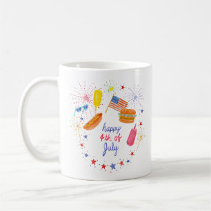 Taza De Café Cuarta barbacoa de acuarela de julio