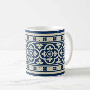 Taza De Café Cuarteles medievales - Marfil sobre azul prusiano
