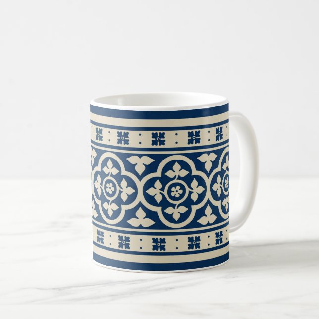 Taza De Café Cuarteles medievales - Marfil sobre azul prusiano (Anverso derecho)